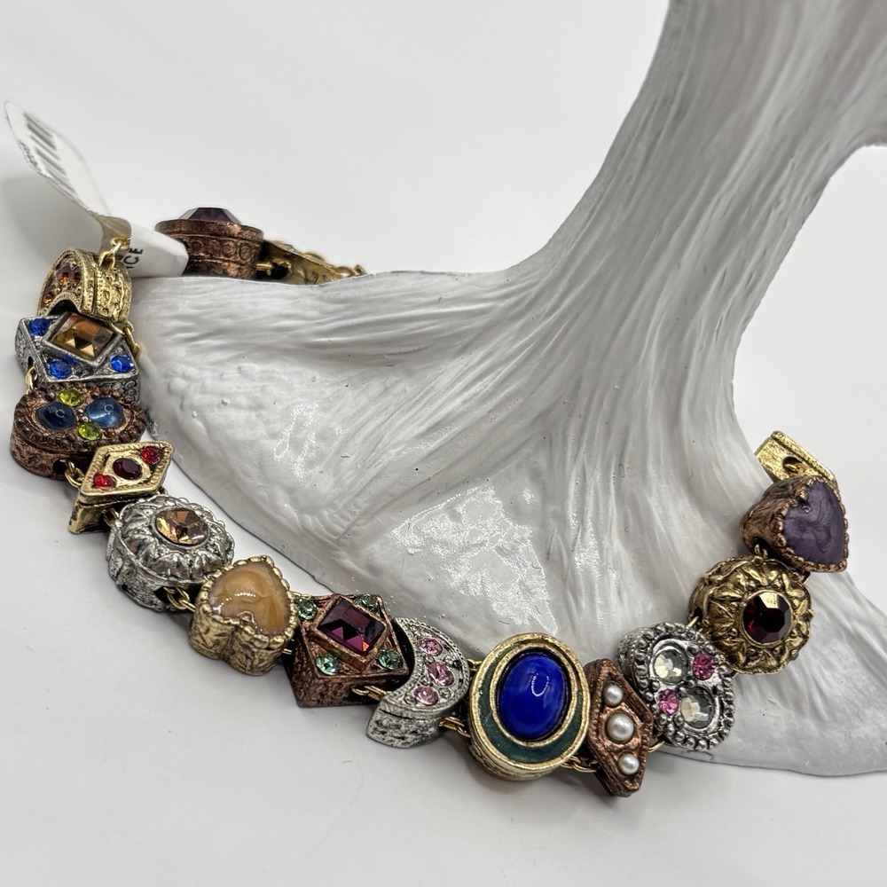 Vintage Canterbury Rhinestone Slide Bracelet by Sweet Romance USA Gold Tone